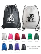 ZODIAC CAPRICORN SYMBOL DESIGN DRAWSTRING NYLON BACKPACK CINCH SAC BAG CUSTOM