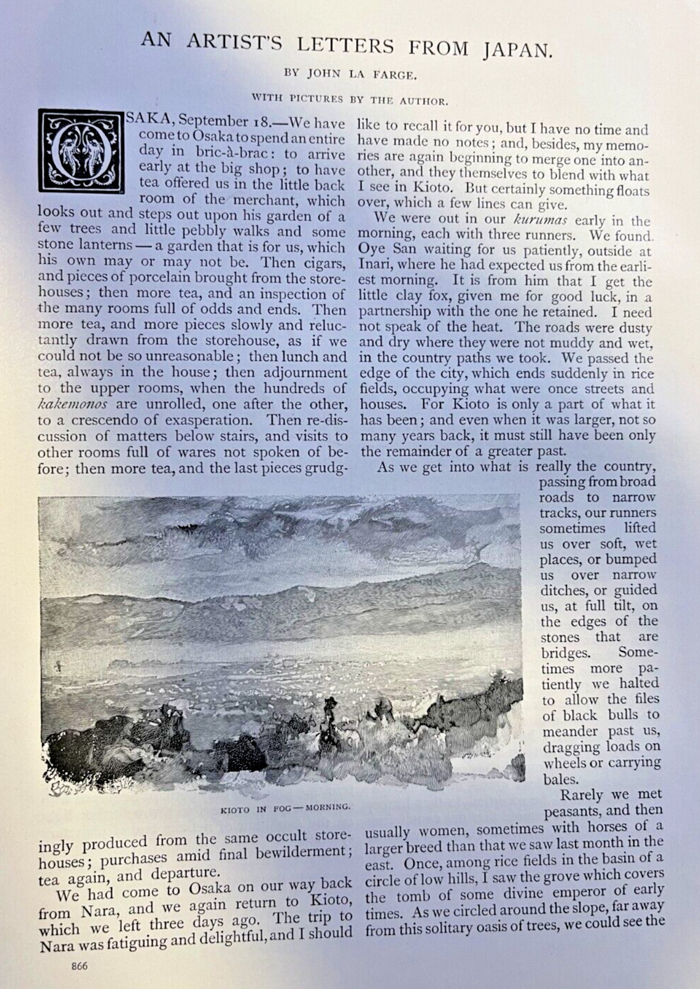 1890 John La Farge Artist's Letters From Japan Kioto illustrated