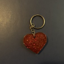 Resin Red Glitter Heart Keychain Homemade Art Design