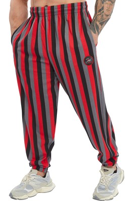 BGSM SPORTSWEAR Bodyhose Jogginghose Bodybuilding gestreift 1410-PNT-RED