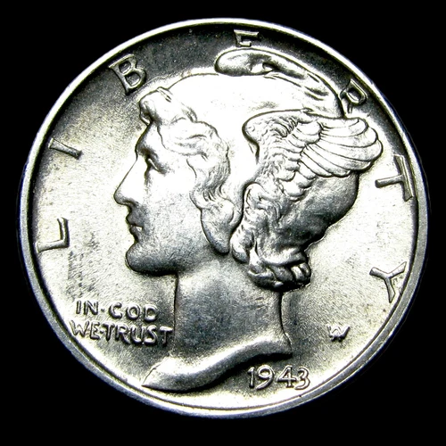 1943 Mercury Dime Silver ---- Gem BU FB Coin ---- #507J