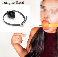 Silicone Mouth Gag Tongue Fix Fetish Dilator Ball Oral for Couple with Lock