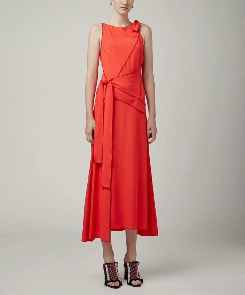 proenza schouler asymmetric dress Proenza Schouler Textured Asymmetric Fringe Belted Dress