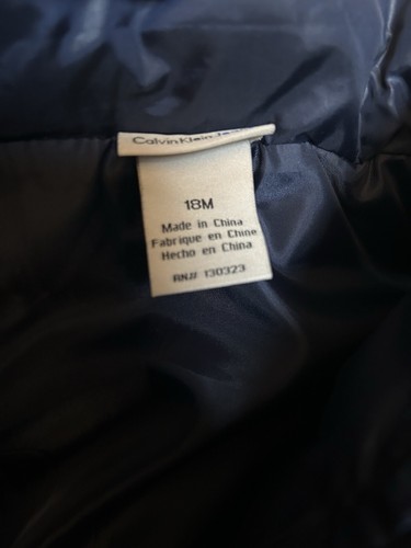 Toddler Size 18 Month Calvin Klein Puffer Vest Navy Blue Zip - Picture 4 of 4