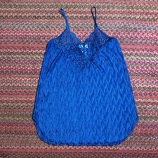VINTAGE BLUE CRINKLE LACE LINGERIE SLIP DRESS
