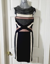 75$ Women’s Stripe Bodycon Off Shoulder Party Cocktail Dress Size L