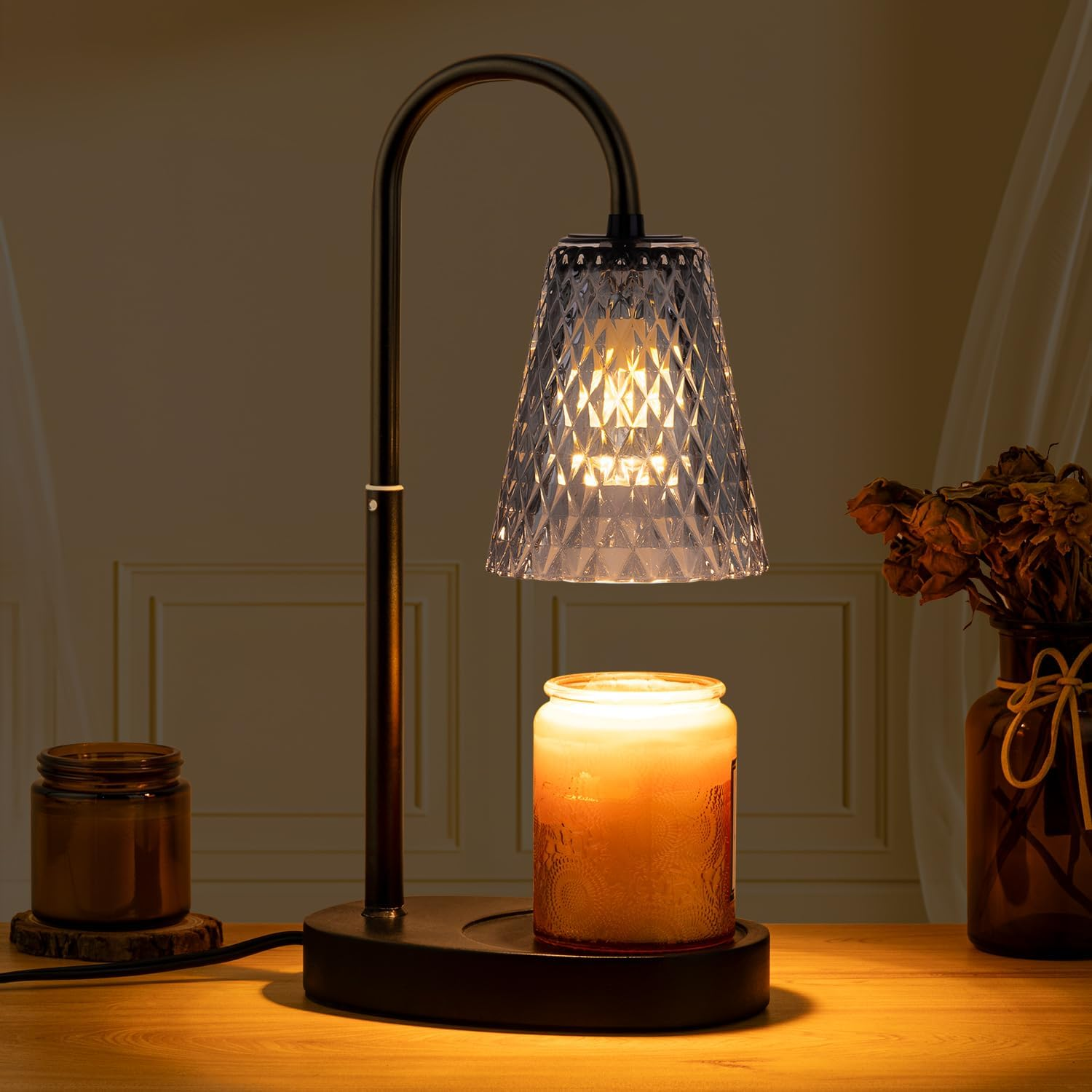 Adjustable Electric Candle Warmer with Timer and Dimmer, Height Customizable  -image