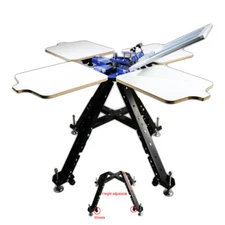 Floor Landing & Lifting 1 Color 4 Station Single Wheel T-shirt Screen Press 