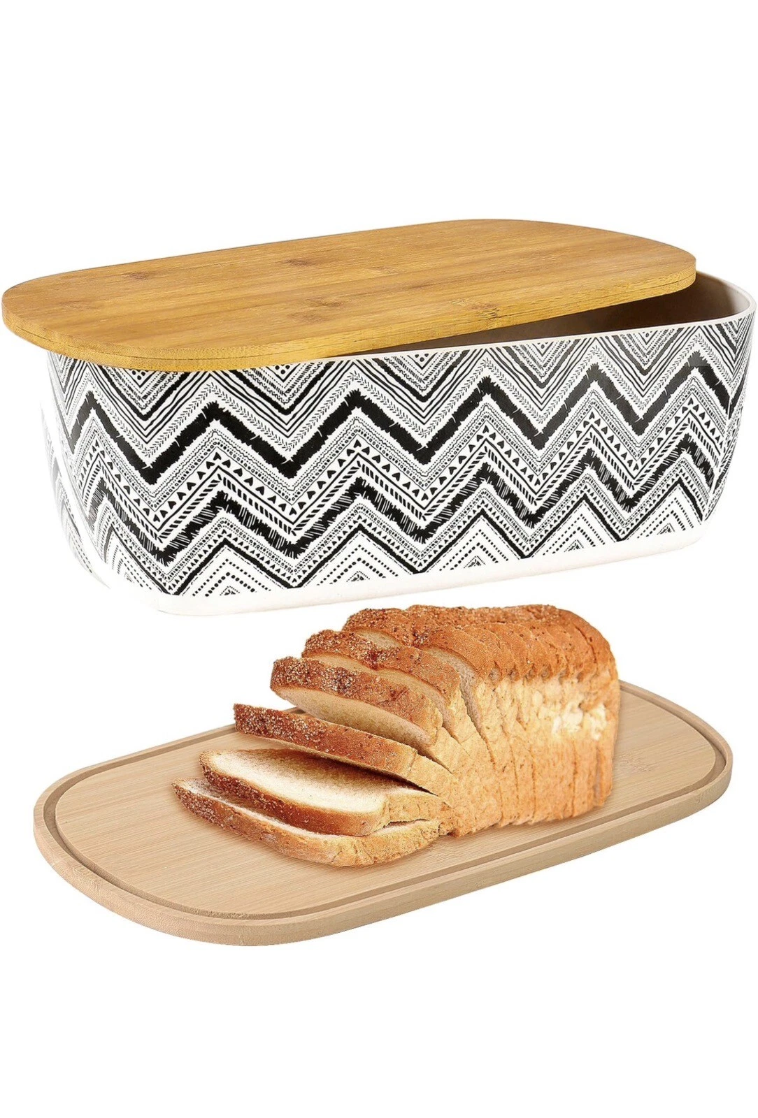 Nomotruc Bread Box with Cutting Board Lid Made with Bamboo Fiber, Large Size Sty