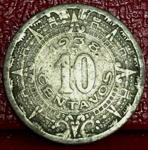 1938 MEXICO ESTADOS UNIDOS MEXICANOS 10 CENTAVOS COPPER-NICKEL COIN KM# 432 - 第 1/2 張圖片