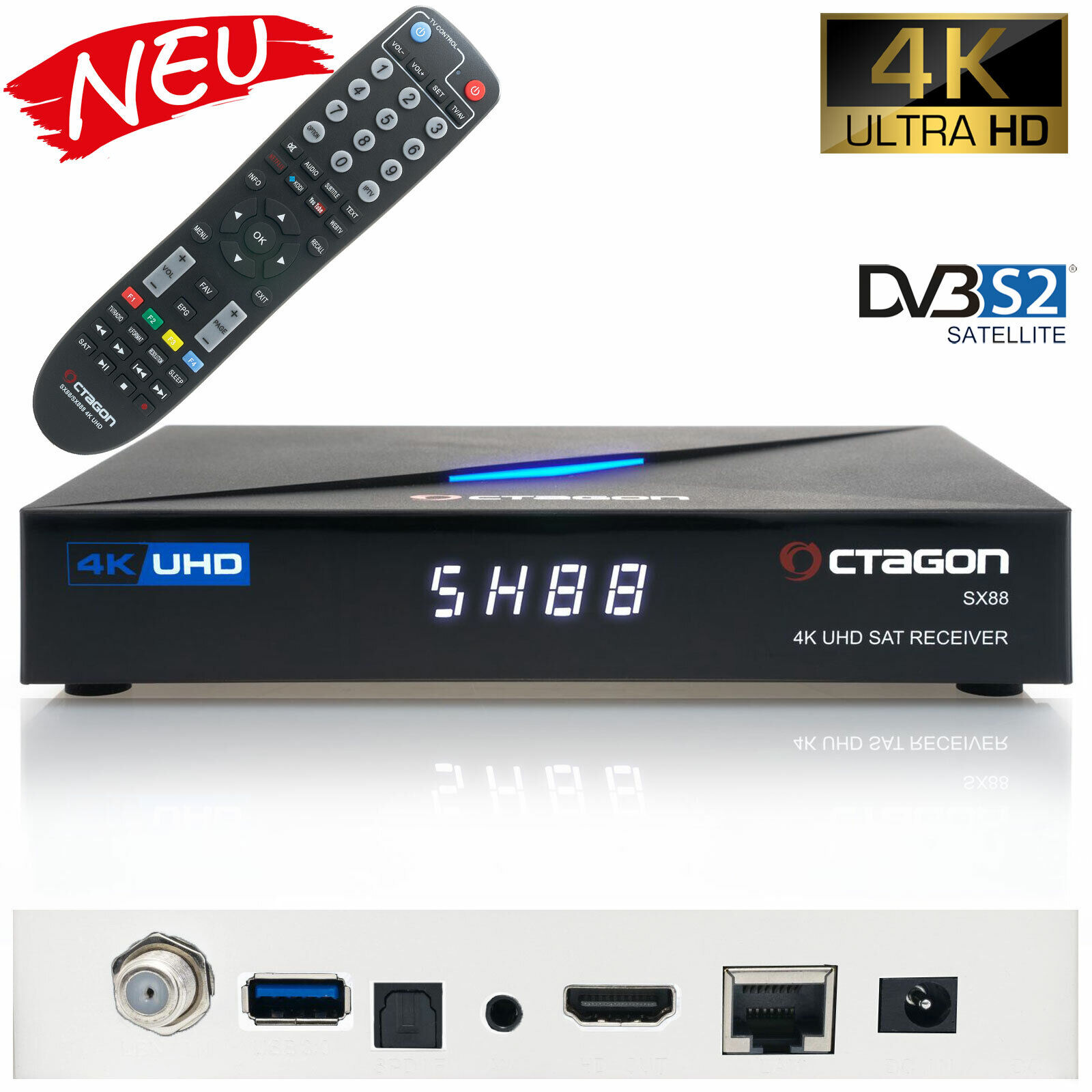 Octagon SX88 4k UHD SAT-Receiver PVR CA HEVC Multistream Sat DVB-S2 Receiver