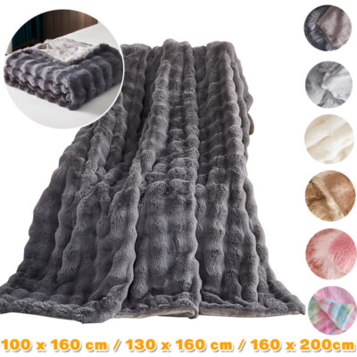 Luxury Faux Fur Blanket Heavy Reverse Soft Warm Heavy Throw for Bed Sofa Home