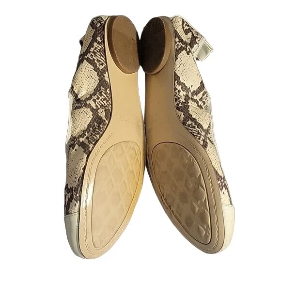 Enzo Angiolini Snake Print Beige & Brown Ballet Flats Size 7,5 Leather Upper - Image 4 of 4