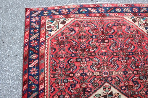 Tappeto annodato a mano Boho in lana vintage geometrico floreale afgano 4x6 rosa - Foto 4 di 5