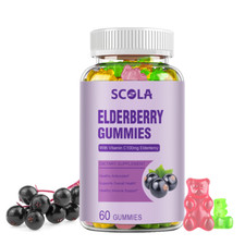 Black Elderberry Gummies Vitamin C Zinc Natural Berry Flavor Immune Boost 100MG