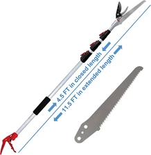 Tree Pruner Extendable 4.5-11.5 FT, Tree Trimmer Telescoping with 4 Section, Lon