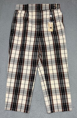 NEW Michael Kors Onward Luxury Group Spa Plaid pants Womens 12 Muslin / Black