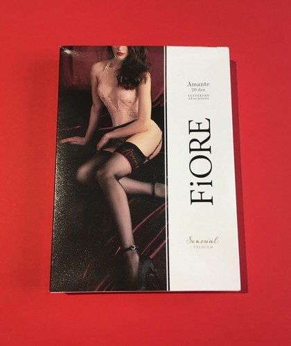 Moderne Nylonstrümpfe FiORE Amante 20den, BLACK/RED, Gr.: 4