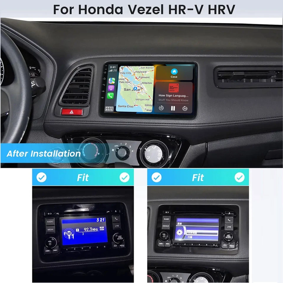 For Honda HR-V 2016 2017 2018 2019 Apple CarPlay Android 13 Car Radio GPS WIFI Foto 2 de 4