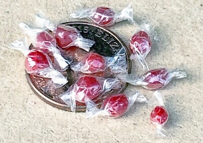 Puppenhaus Erdbeere Toffees x10 lose verpackt Maßstab 1:12 Miniatur Tumdee