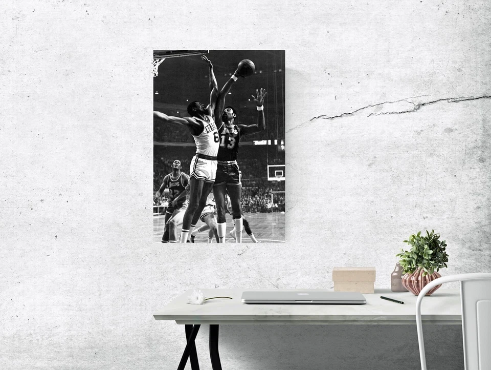 Póster Wilt Chamberlain vs Bill Russell, Lakers, Celtics, baloncesto, arte de pared Foto 2 de 4