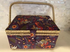 Wicker/Padded Sewing Box Purple/sewing accessory design