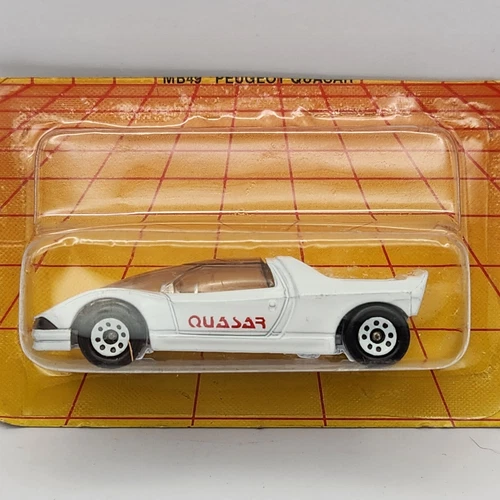 Peugeot Quasar Car MB49 Matchbox White Racer Toy Vintage 1986 Cut Card Vintage
