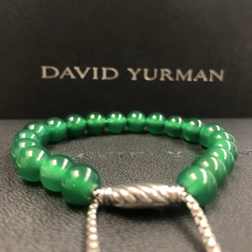 David Yurman Jewelry 8mm Green Onyx Spiritual Beads Bracelet 925 Sterling Silver