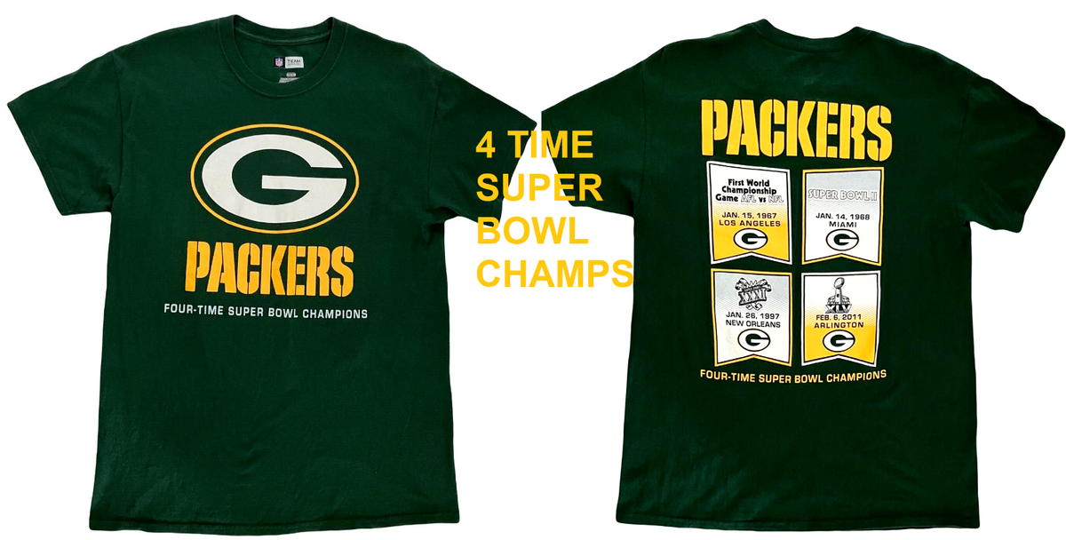 NFL Green Bay Packers 4 Time Super Bowl Champions Short Sleeve T