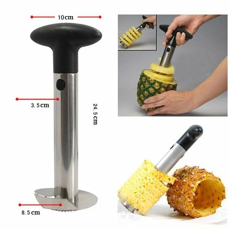 Herramienta de cocina fácil de acero inoxidable piña fruta cortador cortador pelador uso Foto 2 de 4