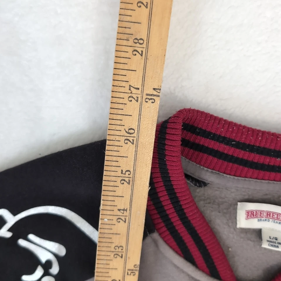 Chaqueta Bomber True Religion Gris Negro Rojo Grande Juvenil Polar Cremallera Completa Foto 3 de 4
