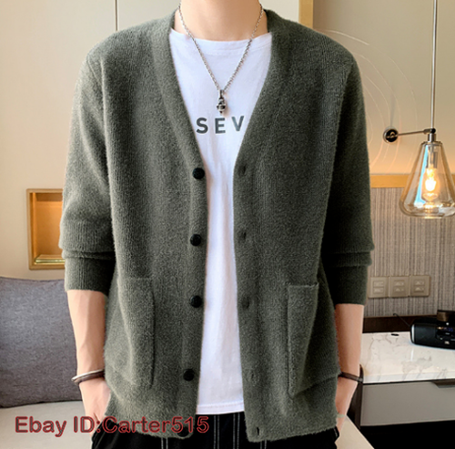 Mens Knit Cardigan Warm Winter Fall 