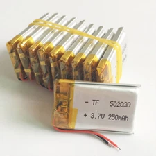10 PCS 3.7V 250mAh lipo Li Polymer Rechargeable Battery 502030 For Smart Watch