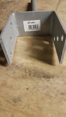 Balkenfuss 91mm Pfostenträger Balkenfuss verzinkt mit stabiler 20mm Dolle - Bild 4 von 7