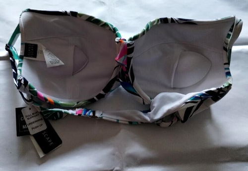 Island Escape White Multicolor Swim Bra Size 16 - Picture 2 of 2