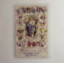 The Mysteries of the Rosary (Large Print) - Laminated Holy Card