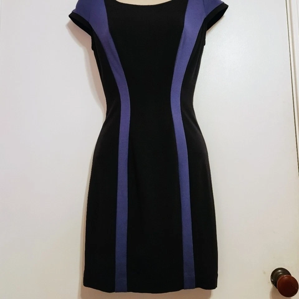 Guess Color Block 网眼背铅笔紧身迷你连衣裙黑色和紫色 2 码 — 第 3/4 张图片