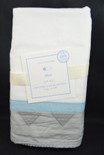 POTTERY BARN KIDS BABY THEO CRIB SKIRT NURSERY GRAY BLUE WHITE 16" DROP H543