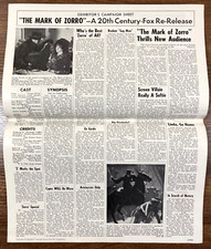 MARK OF ZORRO Original Movie Pressbook Tyrone Power Linda Darnell Adventure R58