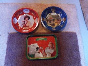 Coca  Cola Tin Serving Bowls And Tray