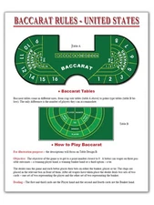 LAMINATED HOW TO PLAY BACCARAT RULES & STRATEGY PERFECT FOR CASINO NIGHT -8.5x11
