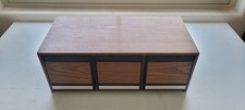 Vintage Faux Wood Grain 3 Drawer 42 CD/DVD Jewel Case Holder Storage Box
