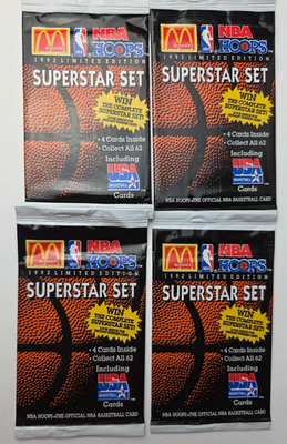 1992 NBA Hoops Limited Edition McDonalds Superstar 4 Sealed Packs