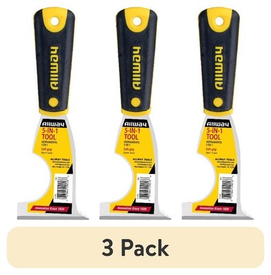 (3 pack) ALLWAY Soft-Grip 5-in-1 Painter's Multi-Tool with Steel Blade