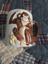 Monkey with Tail + Banana Coffee Cup Mug  3D JSNY Taiwan Vintage
