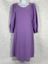 Talbots Sweater Dress Women's Small Purple Sheath Puff Sleeves Preppy New