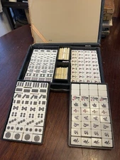 Vintage Japanese Mahjong Set Bamboo Tiles w Sticks Old Japan Antique Majong