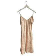 Lulus Calla Love champagne floral jacquard satin slip midi dress sz Medium