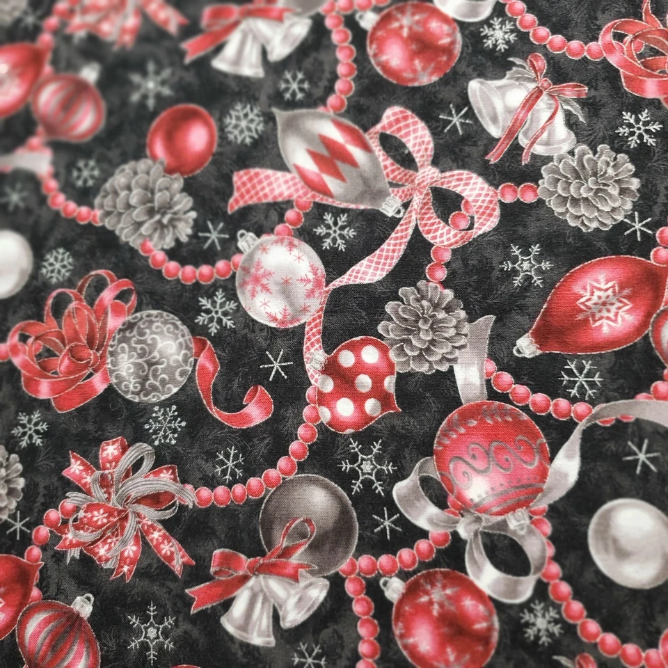 Handmade Vneck Scrub Top Christmas Decoration Theme Red White Silver Black Sz L - Image 4 of 4