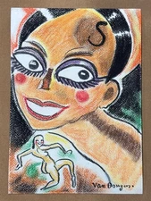 Kees van Dongen (Handmade) Mixed Media Paper Drawing Signed and Stamped